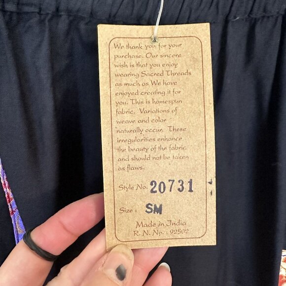 Sacred Threads Black Patchwork Shirt & Pants Set Medium NWT Rayon Art to Wear - Picture 3 of 16